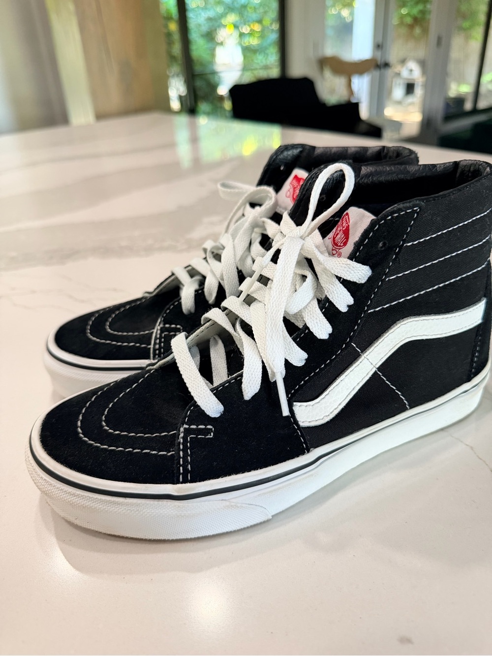 Vans Black and White High-Top Skate Sneakers